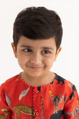 Chidiya ghar ki sair Red Kurta and Pyjama set