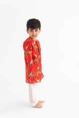 Chidiya ghar ki sair Red Kurta and Pyjama set