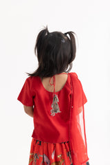 Red Chidiya Ghar Ki Sair Lehenga, Choli And Dupatta Set