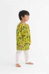 Jaadui Jungle Lime Kurta and Pyjama set