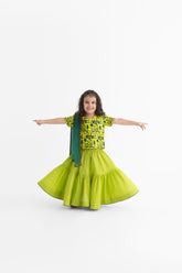 Jaadui Jungle Lime Lehenga, Choli & Dupatta