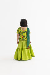 Jaadui Jungle Lime Lehenga, Choli & Dupatta