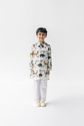 Ivory Chidiya Ghar Ki Sair Kurta Pyjama Set