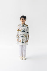 Ivory Chidiya Ghar Ki Sair Kurta Pyjama Set