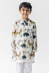 Ivory Chidiya Ghar Ki Sair Kurta Pyjama Set