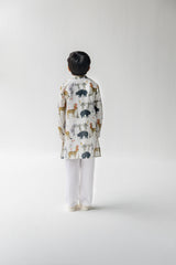 Ivory Chidiya Ghar Ki Sair Kurta Pyjama Set