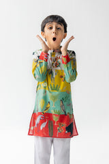 Multicolor Chidiya Ghar Ki Sair Kurta Pyjama Set