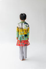 Multicolor Chidiya Ghar Ki Sair Kurta Pyjama Set