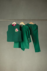 Sadabahar Quilted Jacket, Kurta & Pyjama set