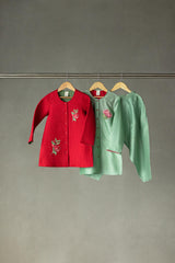 Anar quilted long jacket, kurta and salwar set