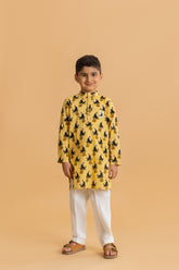 Yellow Kela Chor Langur Kurta and Pyjama