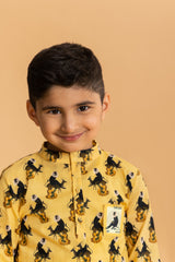 Yellow Kela Chor Langur Kurta and Pyjama
