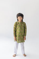 Olive Tendua Raj Kumar Kurta And Pyjama Set