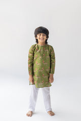 Olive Tendua Raj Kumar Kurta And Pyjama Set