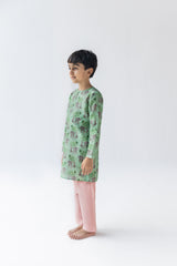 Mint And Blush Shararti Bandar Kurta And Pyjama Set