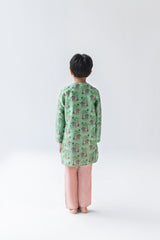 Mint And Blush Shararti Bandar Kurta And Pyjama Set