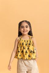 Yellow Kela Chor Langur Tie-Up Top