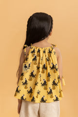 Yellow Kela Chor Langur Tie-Up Top