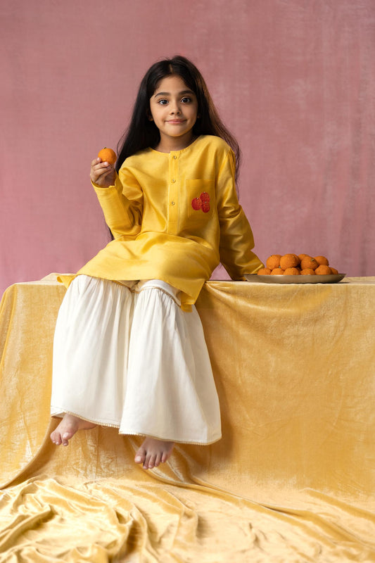 Motichoor laddoo Kurta, Sharara and dupatta set