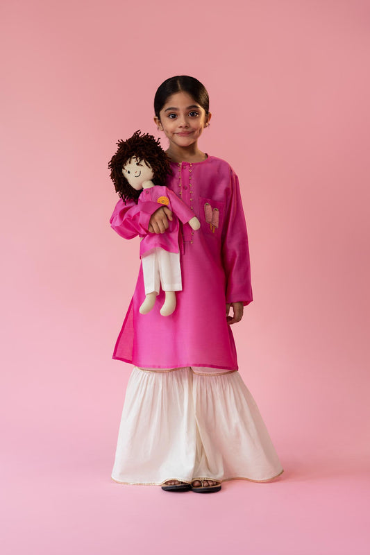 Gulab kulfi kurta, sharara and dupatta set