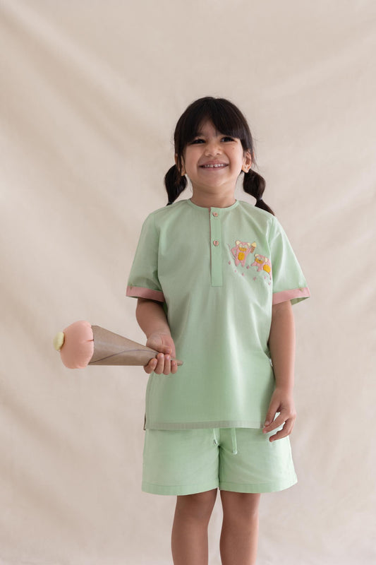 Mint Kurta & Shorts set