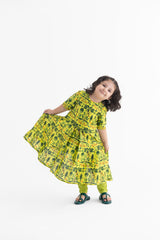 Jaadui Jungle Lime Kalidar Kurta and Pyjama