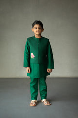 Sadabahar Quilted Jacket, Kurta & Pyjama set