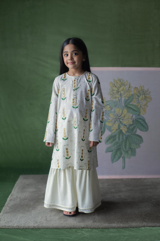 Pitonia Ivory Kameez and Sharara set