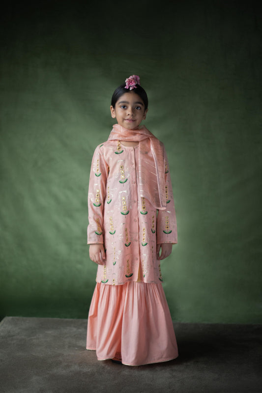 Pitonia Blush Kameez, Sharara and Dupatta set