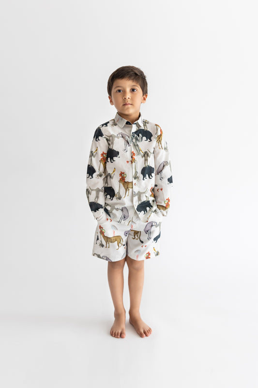 Ivory Chidiya Ghar Ki Sair Shirt And Short Set