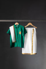 Kadali shirt, mundu and angavastram set