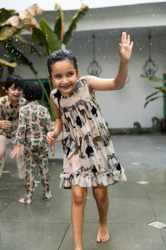 Ivory Chidiya Ghar Ki Sair Ruffle Short Dress