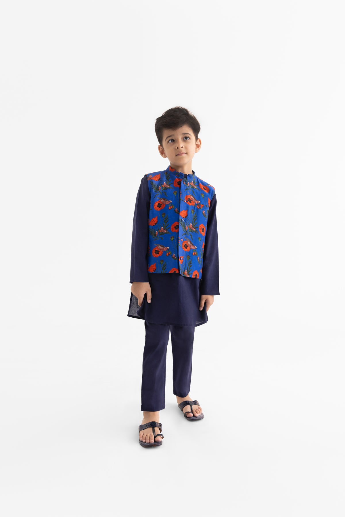 Chidiya Rani Badi Sayani Ink Blue Bandi, Kurta and Pyjama