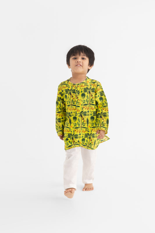 Jaadui Jungle Lime Kurta and Pyjama set