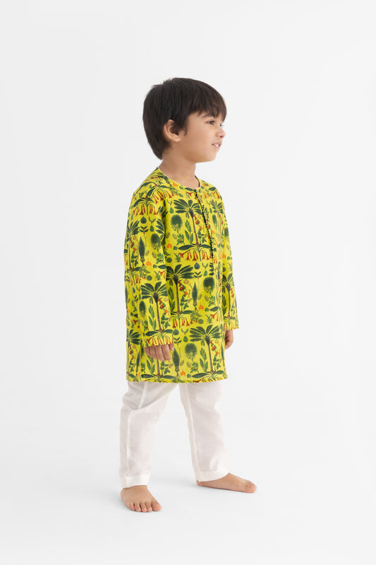 Jaadui Jungle Lime Kurta and Pyjama set