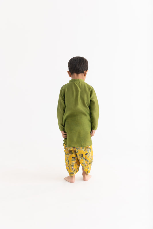 Sunderban Mustard dhoti and olive kurta