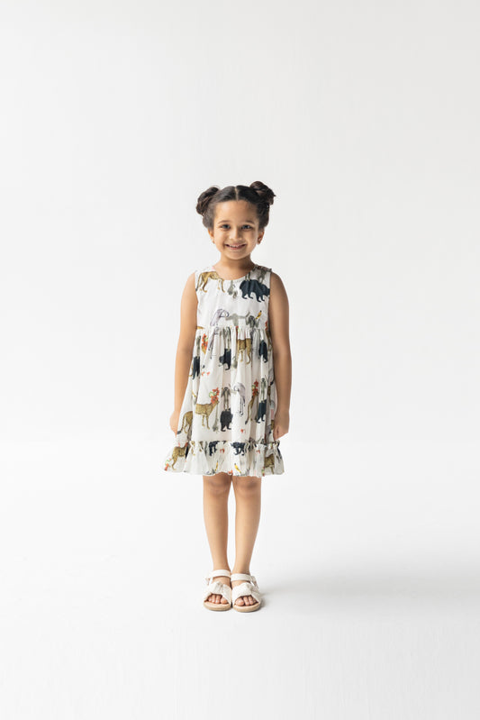 Ivory Chidiya Ghar Ki Sair Ruffle Short Dress