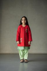 Anar quilted long jacket, kurta and salwar set