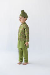 Olive Tendua Rajkumar Bandhgala, Kurta And Pyjama Set