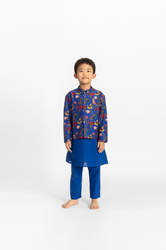 Chattur Tota  Royal Blue Bandhgala, Kurta and Pyjama