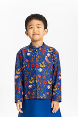 Chattur Tota  Royal Blue Bandhgala, Kurta and Pyjama