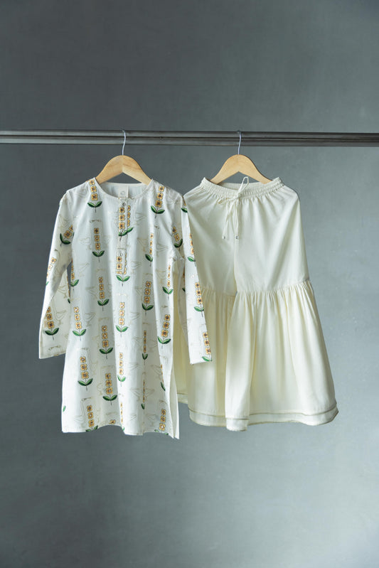 Pitonia Ivory Kameez and Sharara set