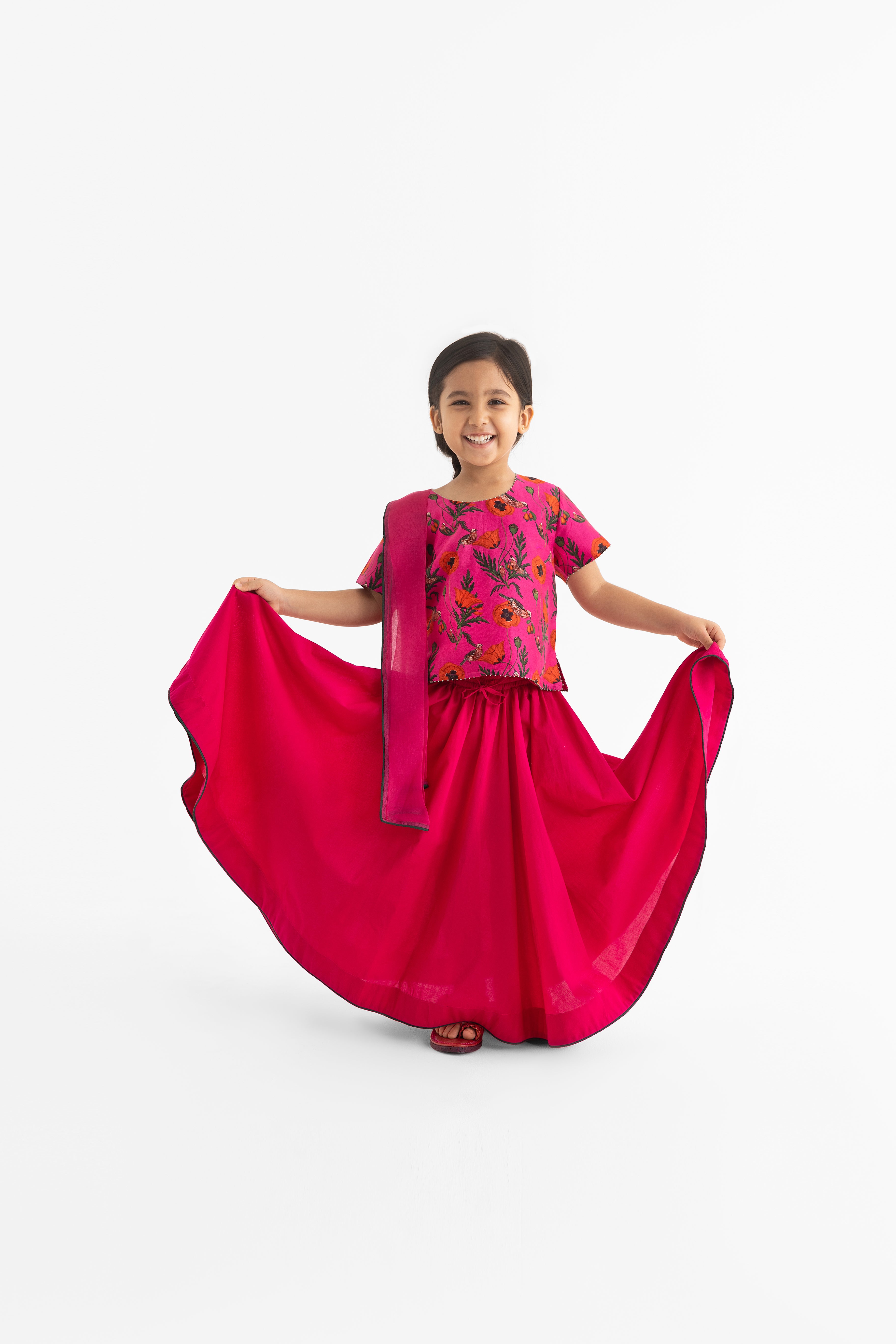 Chidiya Rani Badi Sayani  Fuchsia Lehenga, Choli & Dupatta