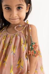 Saras ka Joda  Blush tie-up top and long lime skirt