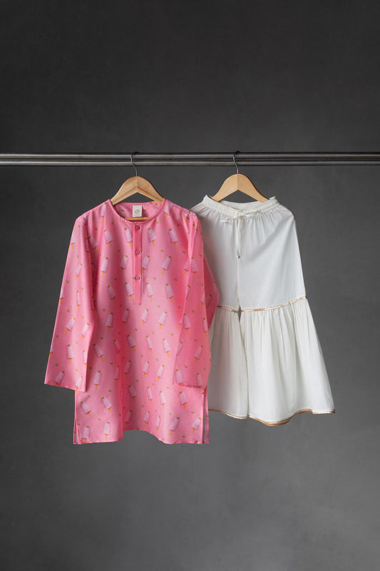 Gulab kulfi printed Sharara set