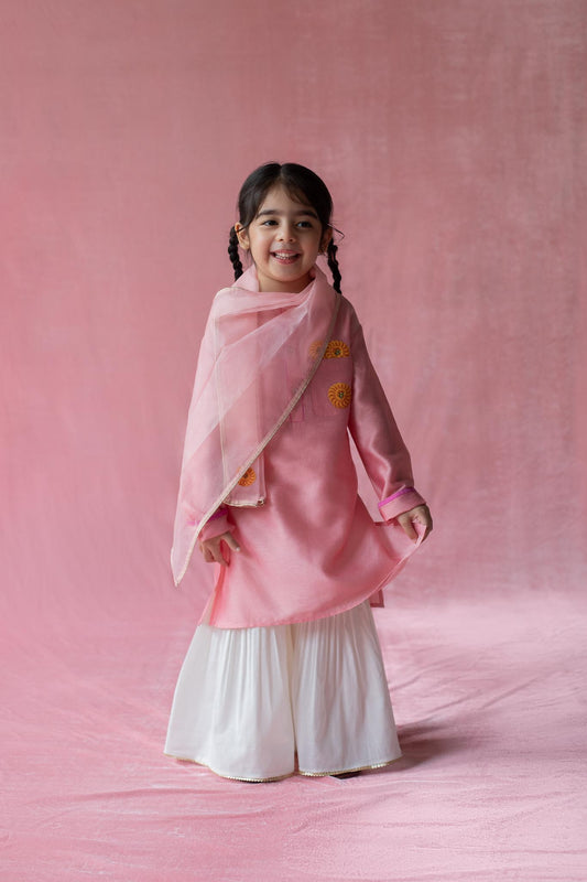 Gulab Imarti kurta, sharara and dupatta set