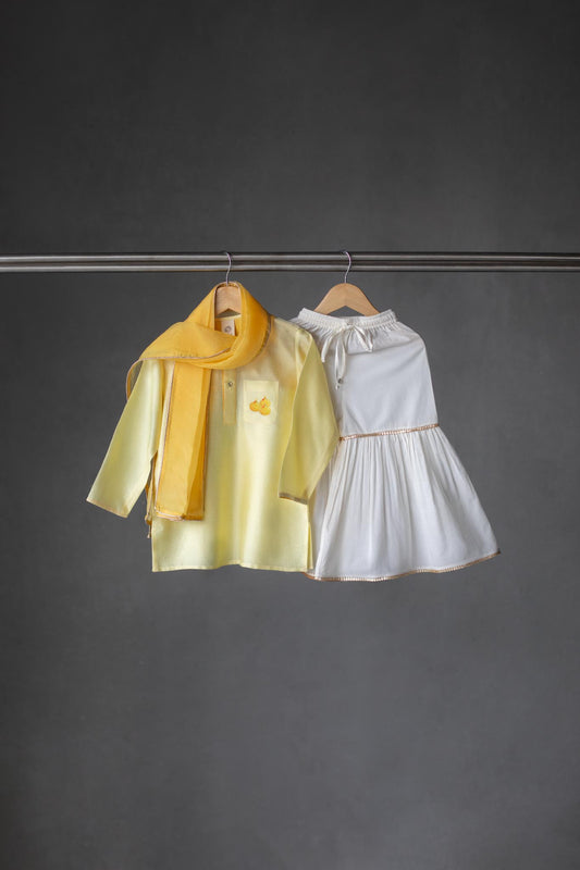 Mewa Modak kurta, sharara and dupatta set