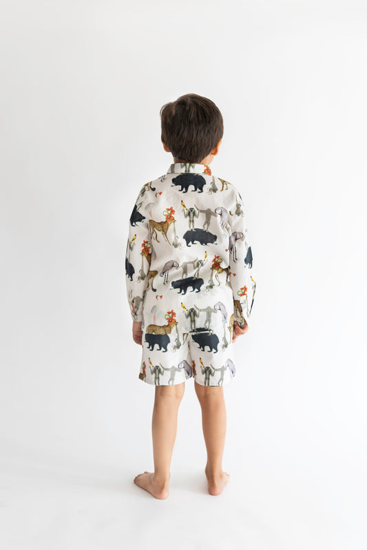 Ivory Chidiya Ghar Ki Sair Shirt And Short Set