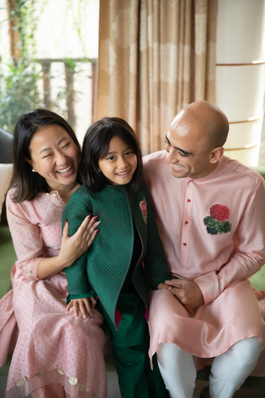 Sadabahar quilted long jacket, kurta pajama set