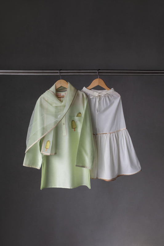 Paan Kulfi, Kurta Sharara and Dupatta Set